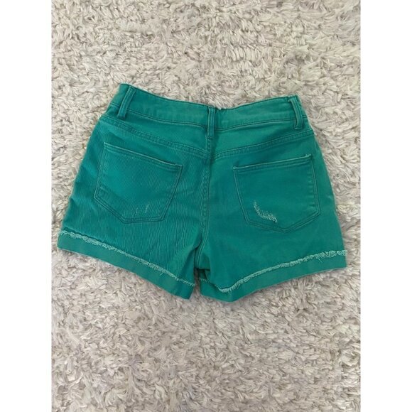 Teal Denim Mid Rise Shorts - Women's Size 4 - Picture 2 of 2